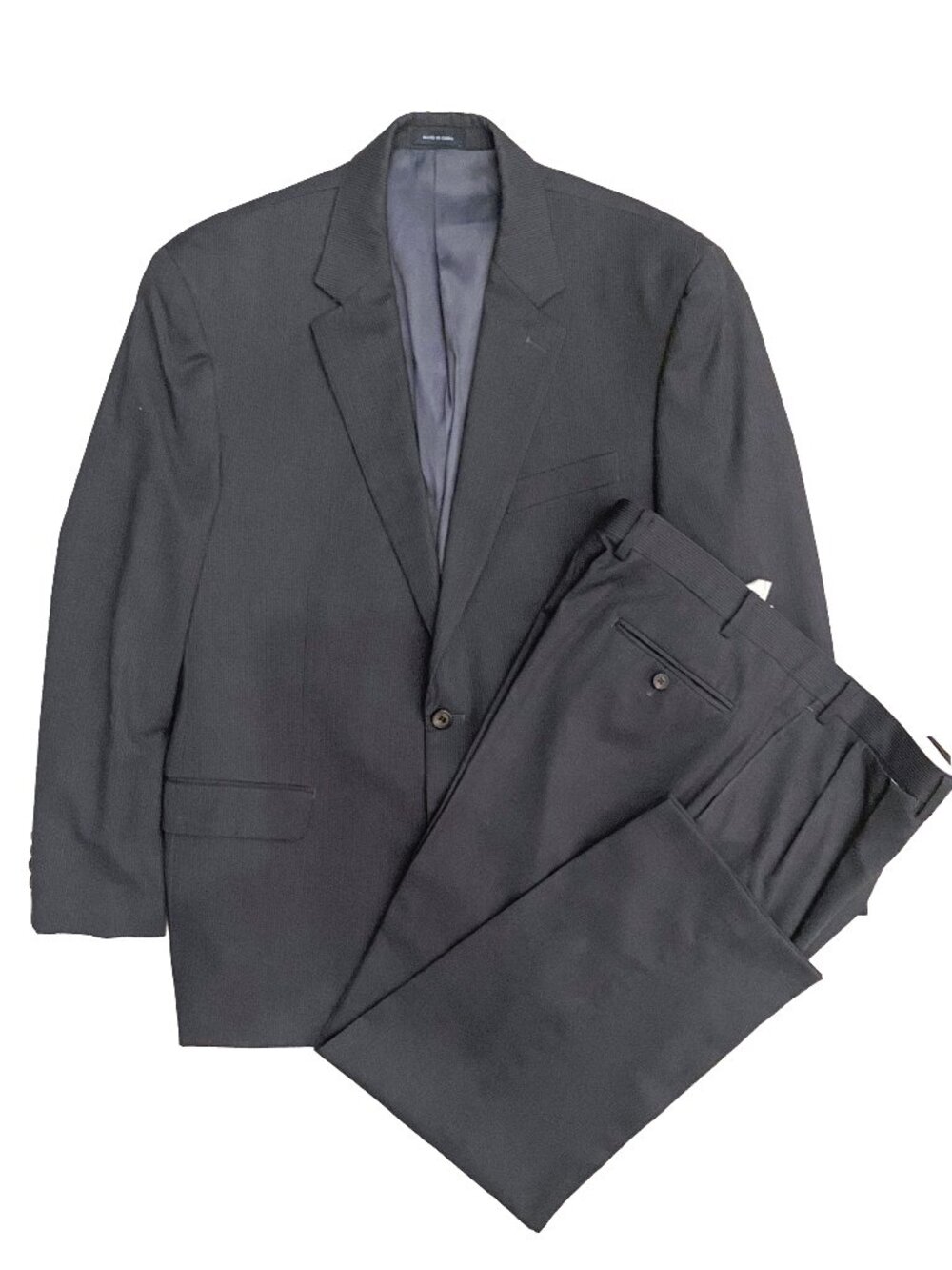 Ralph RALPH LAUREN Men's 100% Wool 2pc Pinstripe Suit 46R Charcoal Gray & Blue